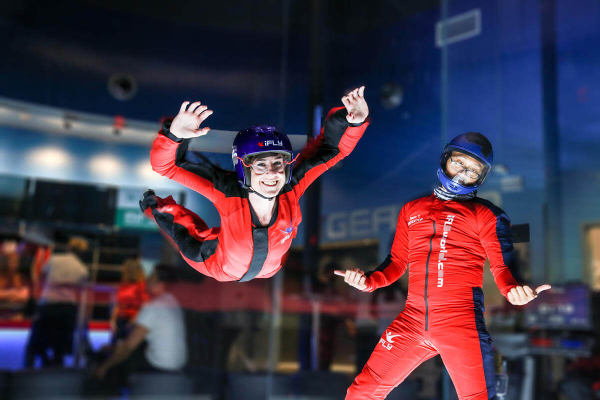 Lady experiences indoor skydiving at iFly Queenstown.