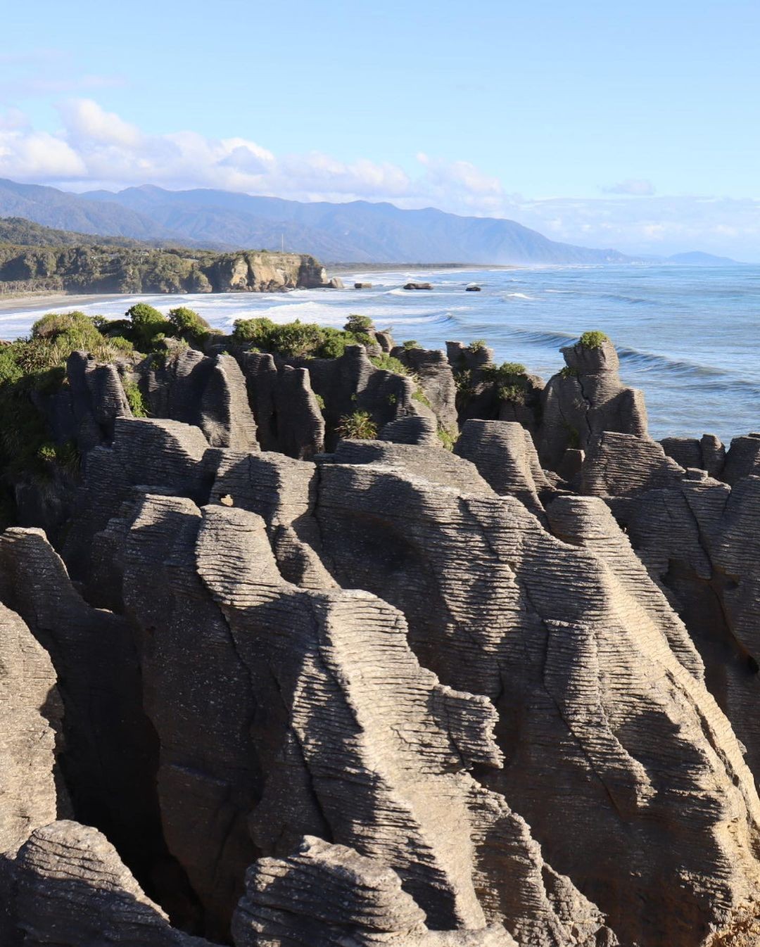 The [pancake rocks at Punakaiki on the West Coast of New Zealand's South Island.