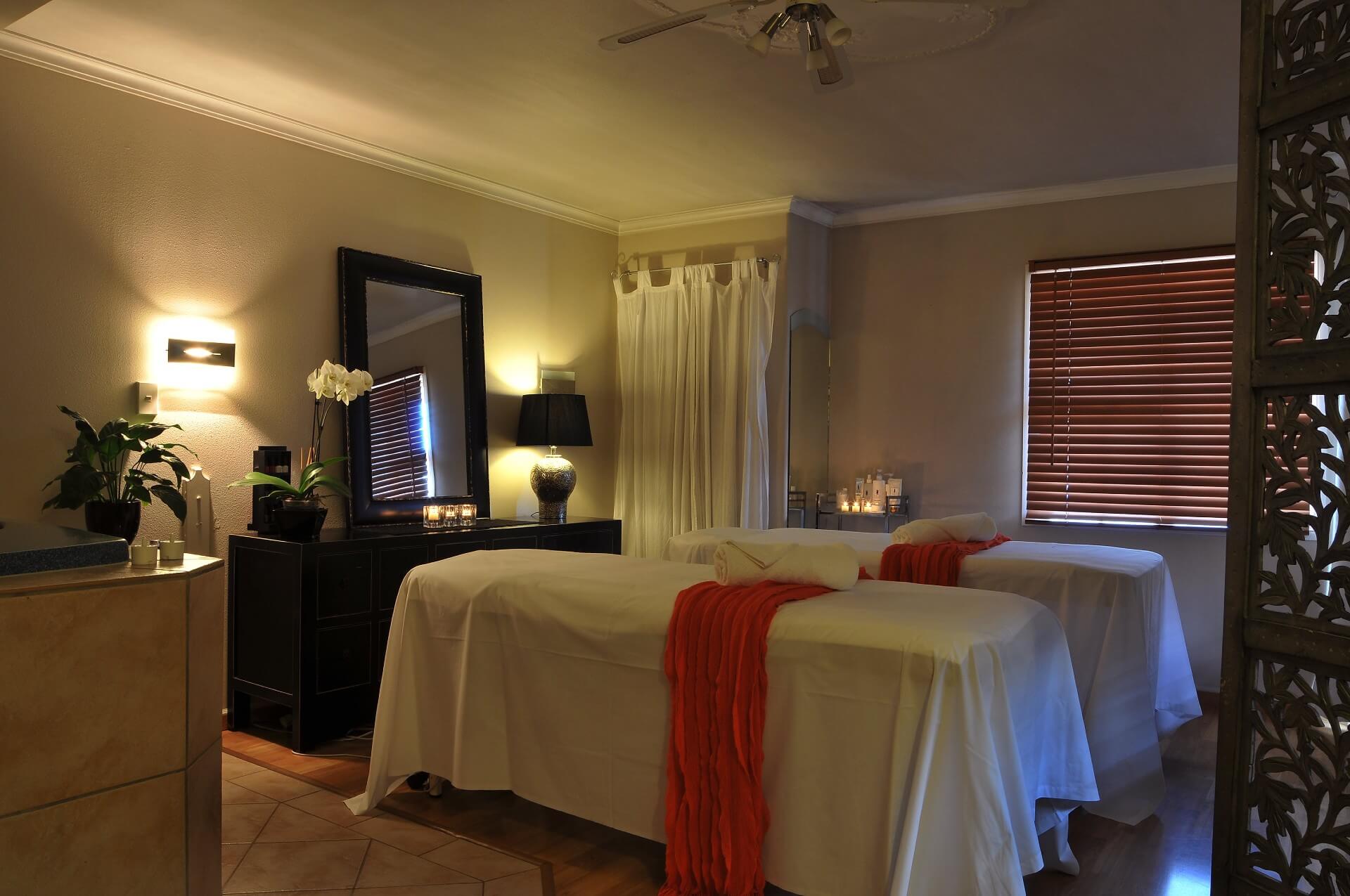 Two beds set up for a massage at the Silver Fern Spa Studio in Rotorua.