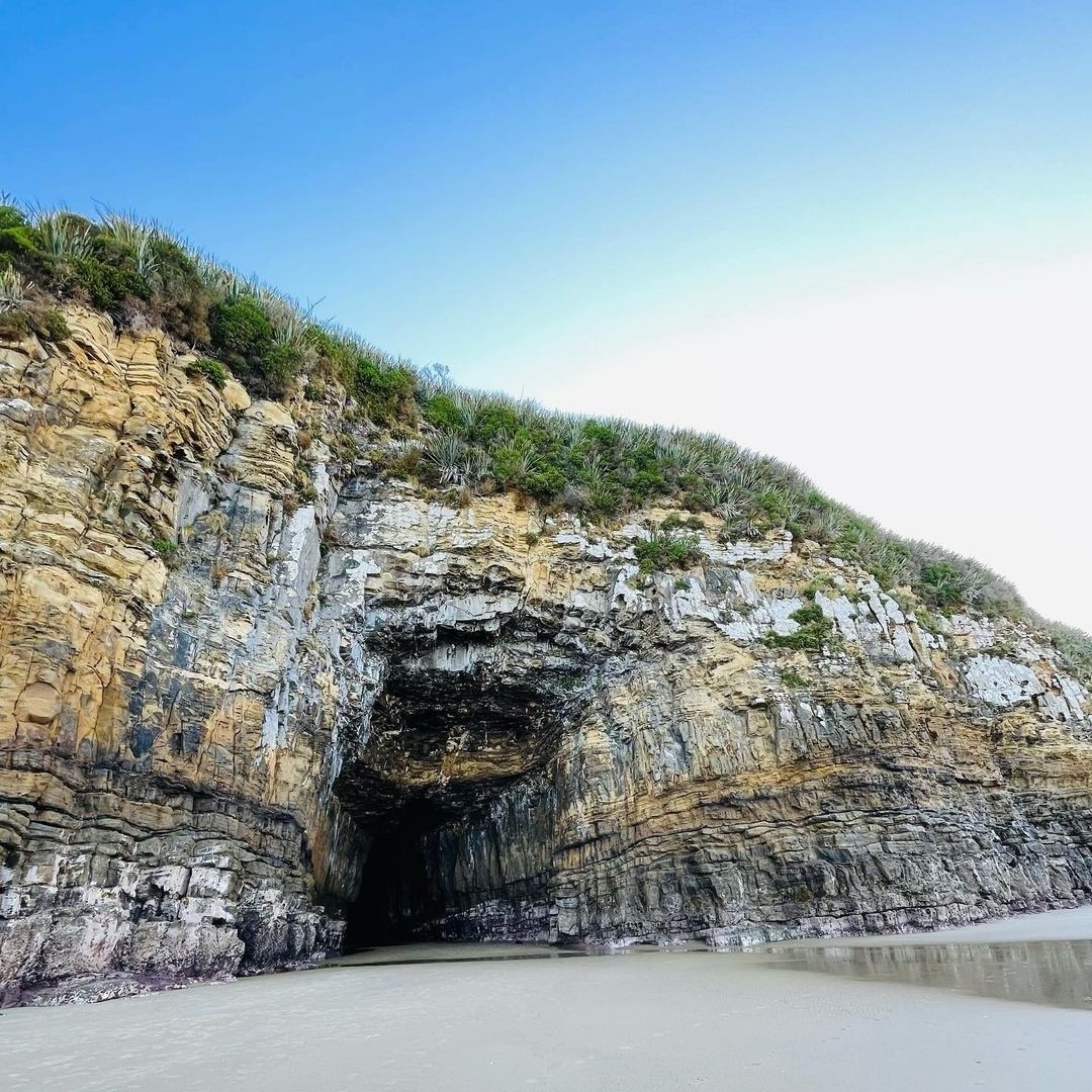 The stunning Cathedral Caves in the Catlins at low tide.