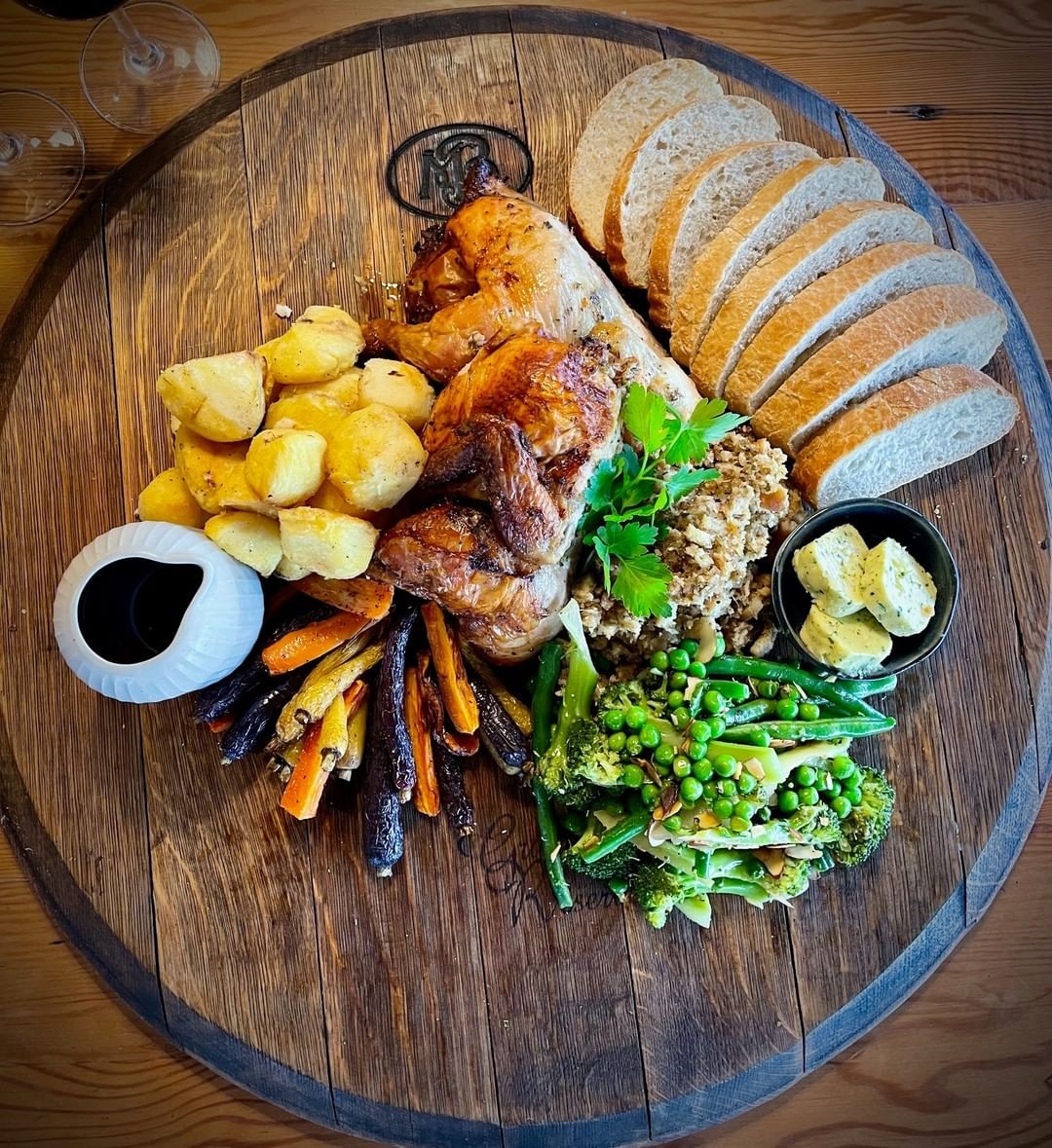 Sunday roast chicken in the Fat Dog Cafe, Rotorua.