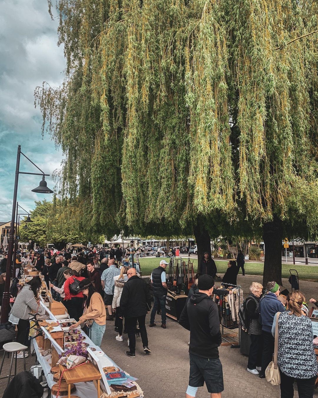 A busy day at the Queenstown lakefront markets.