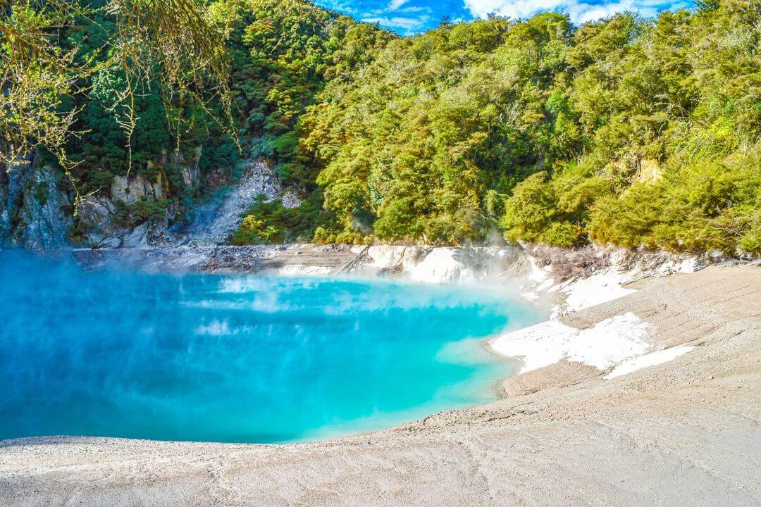 Beautiful pool of water somewhere along the Waimangu volcanic valley walk in Rotorua.