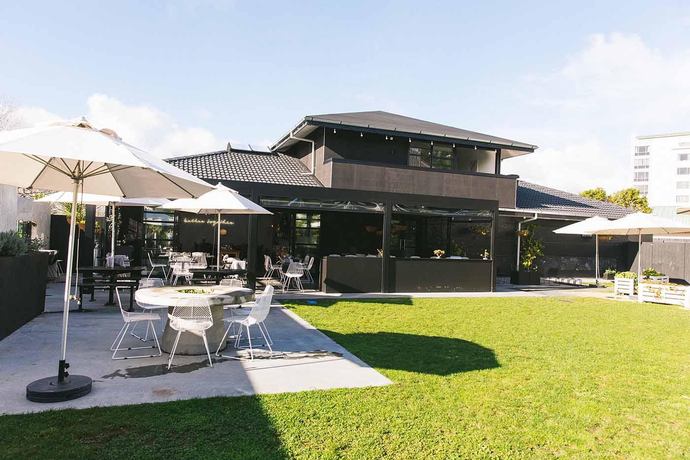 Backyard and porch area of The Terrace Rotorua.