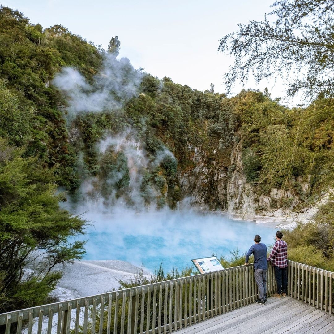 The blue pools of the Waimangu Valley in Rotorua.