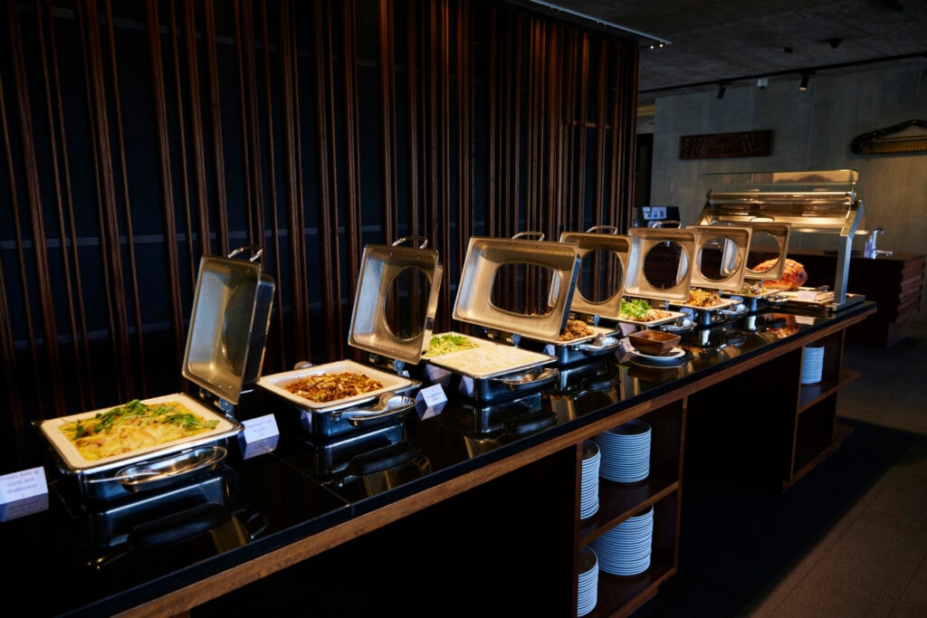 An array of sumptuous food dishes waiting for hungry guests to choose from at the Pātaka Kai Restaurant buffet.