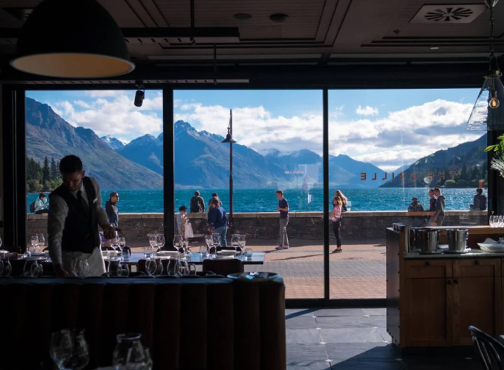 The view from Eichardts Queenstown looking out over Lake Wakatipu.