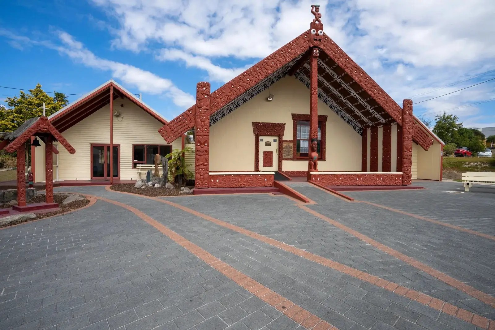 The marae at The Living Maori Village Whakarewarewa in Rotorua.