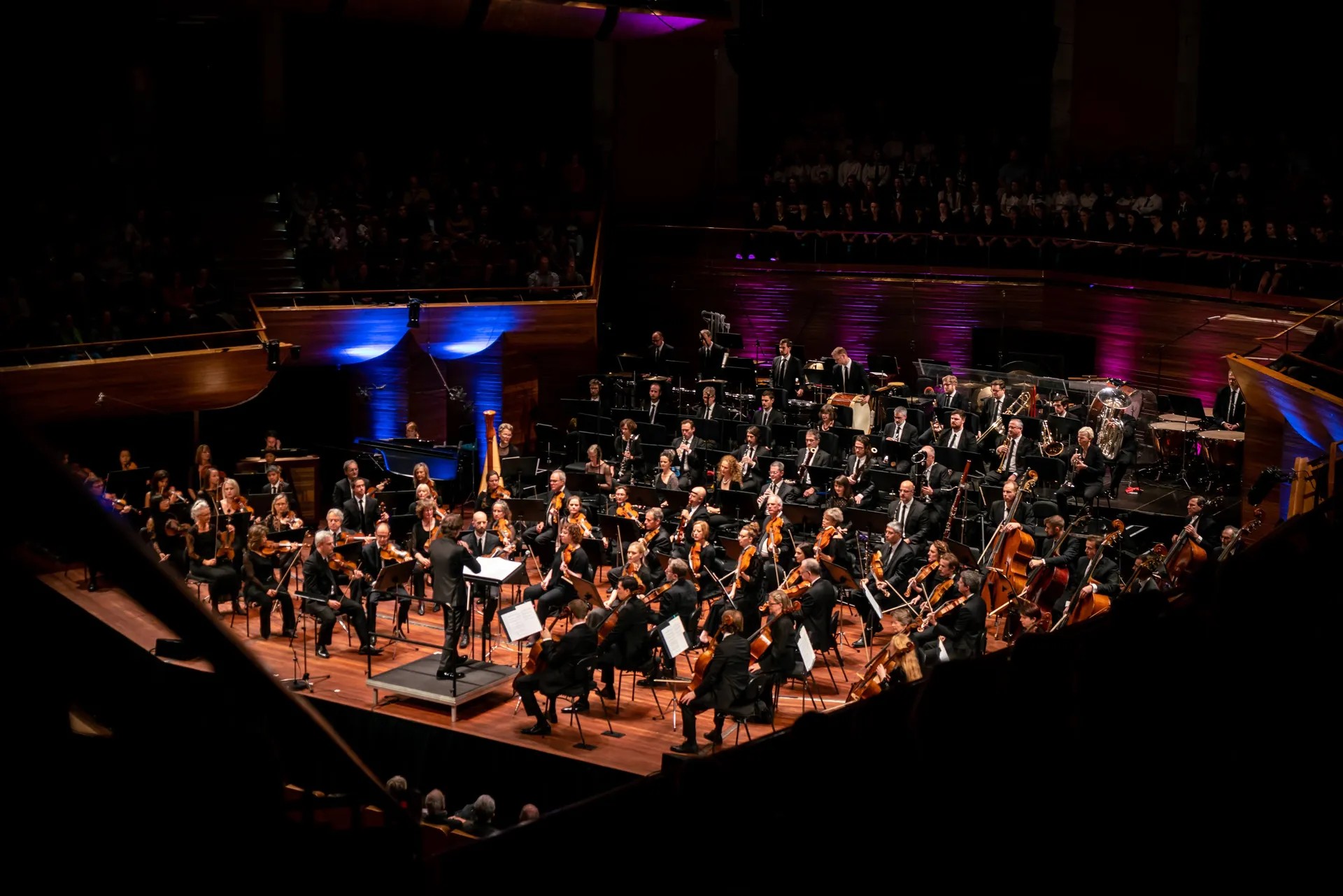 New Zealand Symphony Orchestra performing on stage.