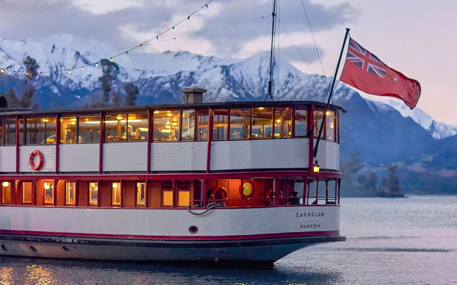 TSS Earnslaw vintage steamboat on Lake Wakatipu in the afternoon.