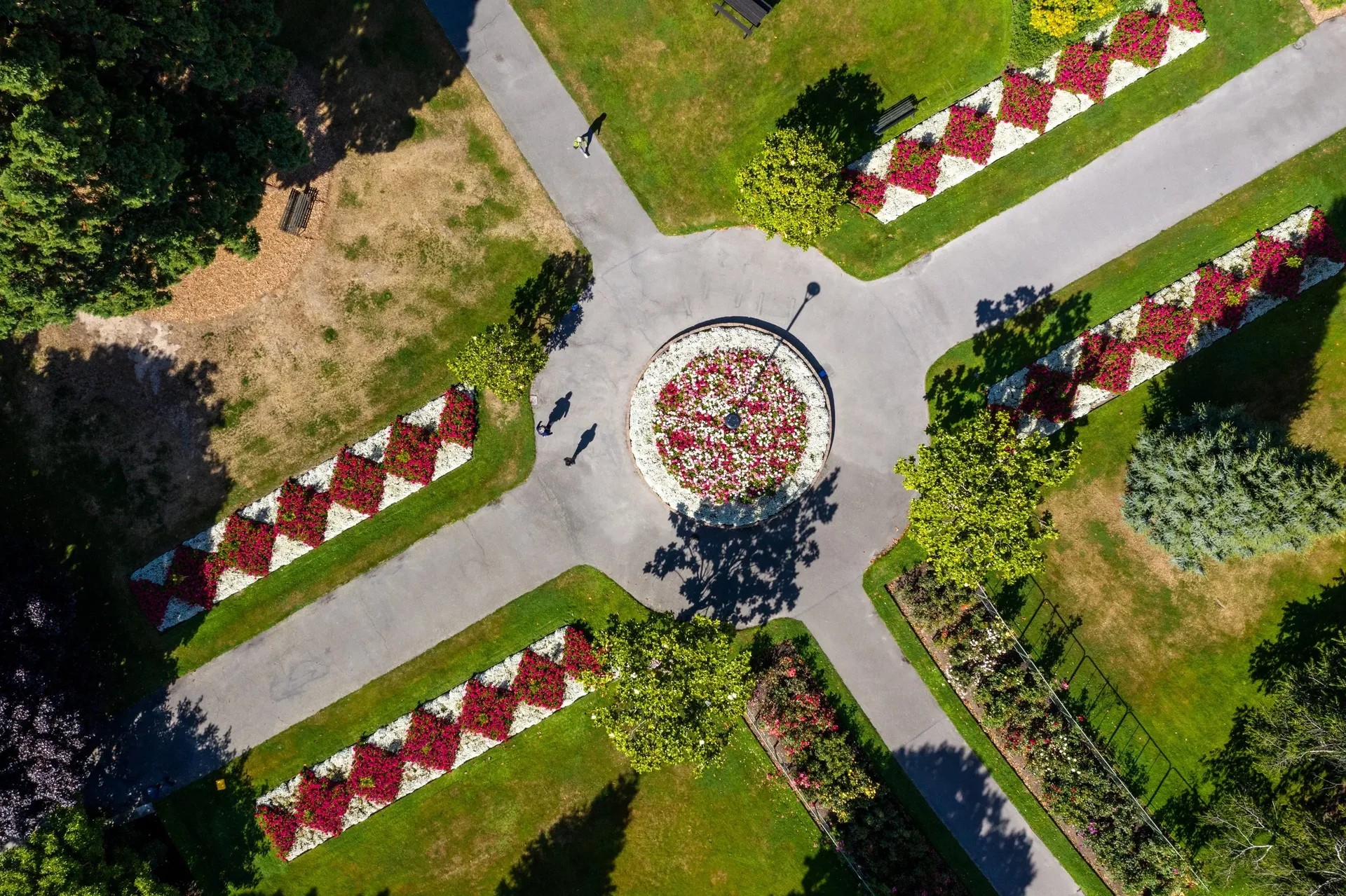 Queens Park gardens and patterned flowerbeds